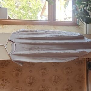 Universal Standard Geneva Dress in Vapor Blue. Crewneck. Shirt Sleeve.